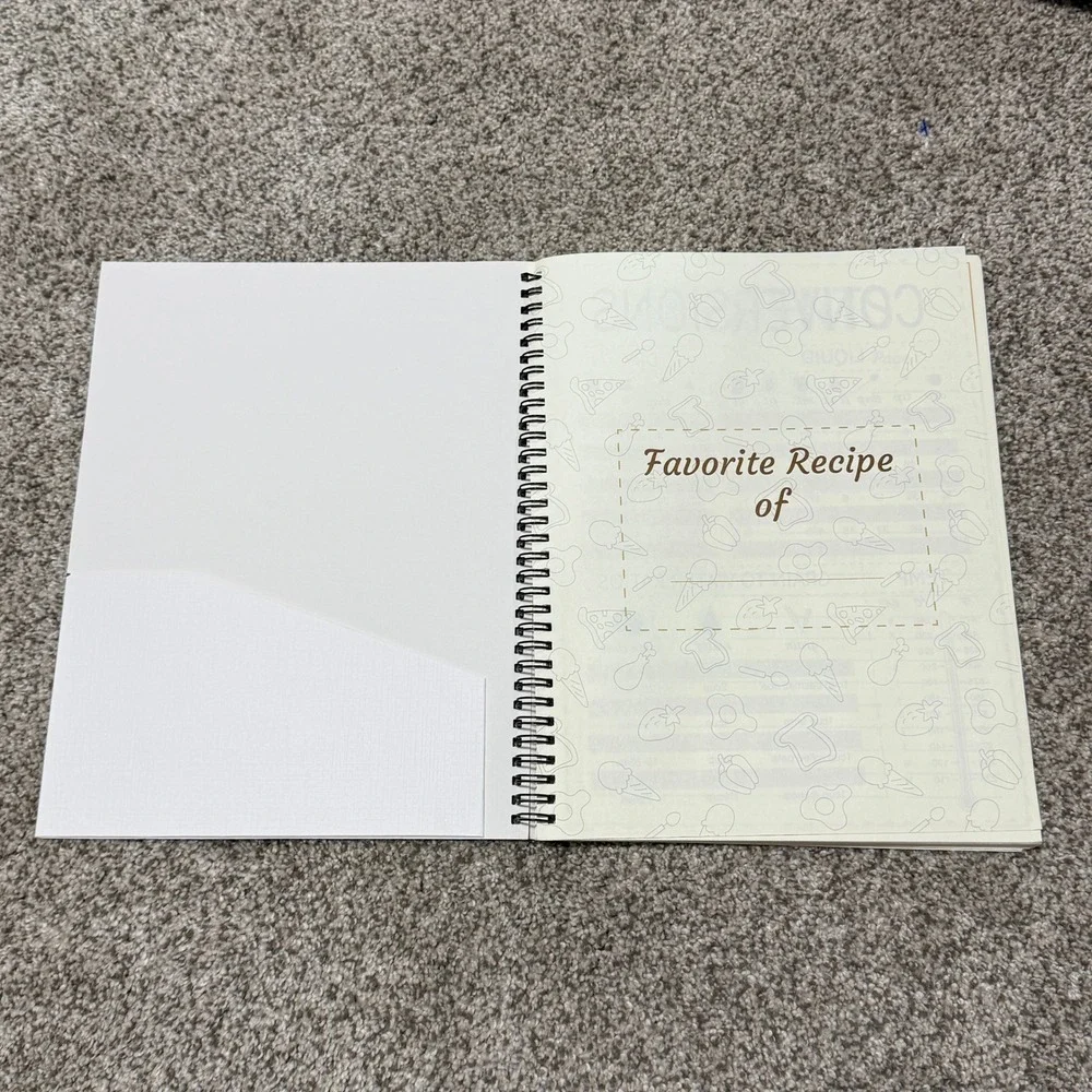 Blank Recipe Journal Spiral Notebook Kitchen Conversion Black Large Paper